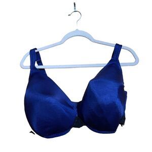 Lane Bryant Cacique Size 42F Blue Solid Overlay Underwire Full Coverage Bra
